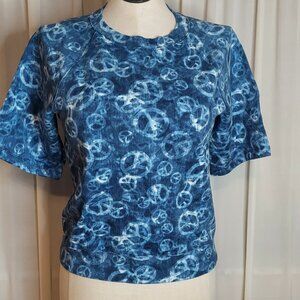 Michael Kors Women's Peace Sign Print Short Sleeve Crew Neck Sweatshirt